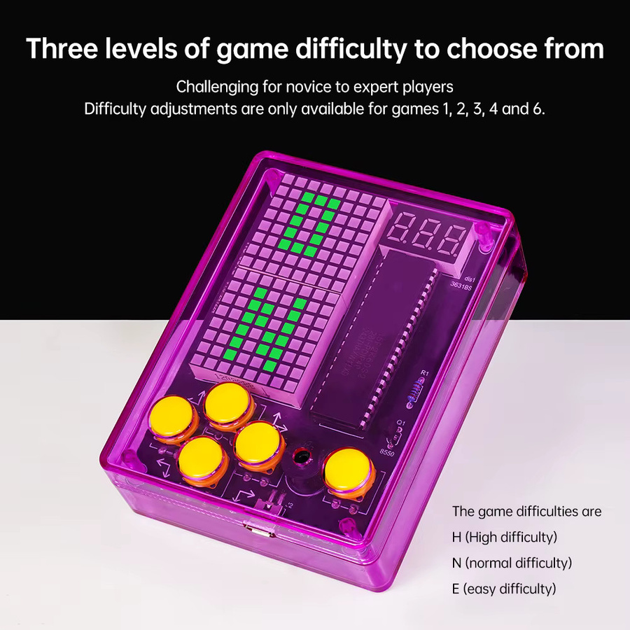 Aideepen DIY Pixel Spielkonsole Game Kit mit Acrylgehäuse und USB-C Anschluss, Green/Multicolour - Bild 6