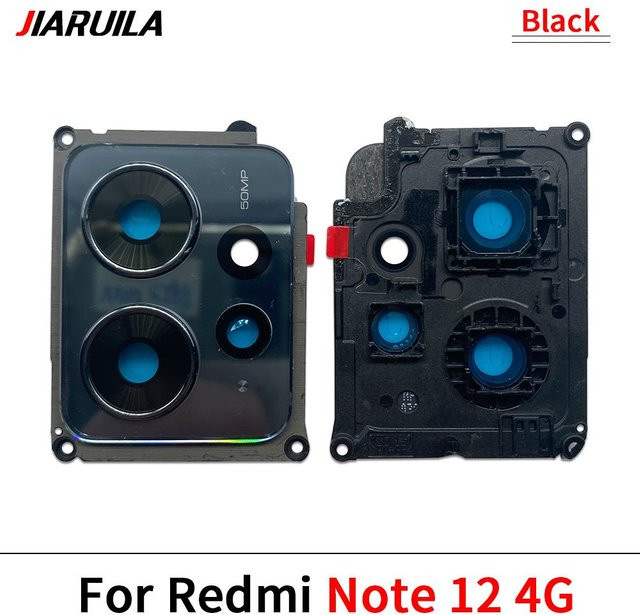 Xiaomi Rückkamera Glaslinsenabdeckung mit Rahmenhalter für Redmi Note 12 13 Pro Plus 5G 4G Note 12 4G in Schwarz - Bild 1