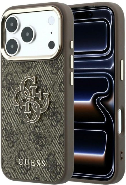 Guess Handyhülle für Apple iPhone 18 Pro Max und iPhone 17 Pro Max mit 4G Big Resin Logo in Braun - Bild 1