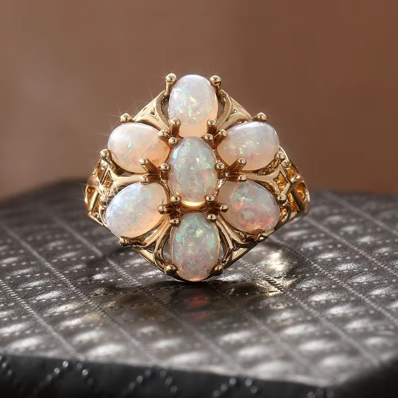 YoYo Ring, goldplattiert, Opal, Damen, Vintage - Bild 4