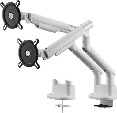 One For All DM7220 MH Design Universal-Doppelmonitorarm in Weiß, höhenverstellbar und schwenkbar für 2 Displays (33 cm bis 81,3 cm) - Bild 2