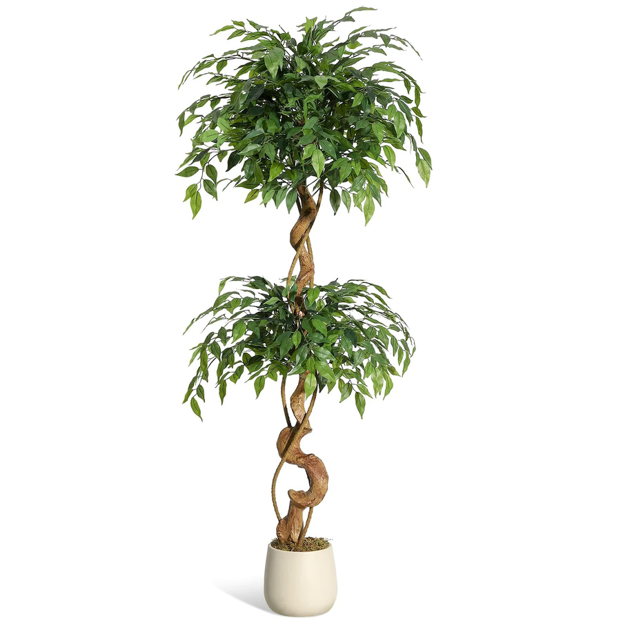 Litake Künstlicher Ficusbaum mit gebogenem Stamm in Grün, Höhe: 152,4 cm - Bild 3