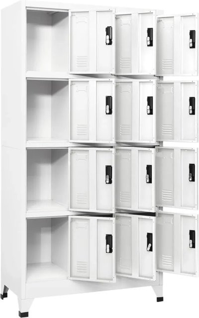 vidaXL Schließfachschrank aus Stahl in Weiß mit abschließbaren Türen, B/T/H: 90 x 45 x 180 cm - Bild 1