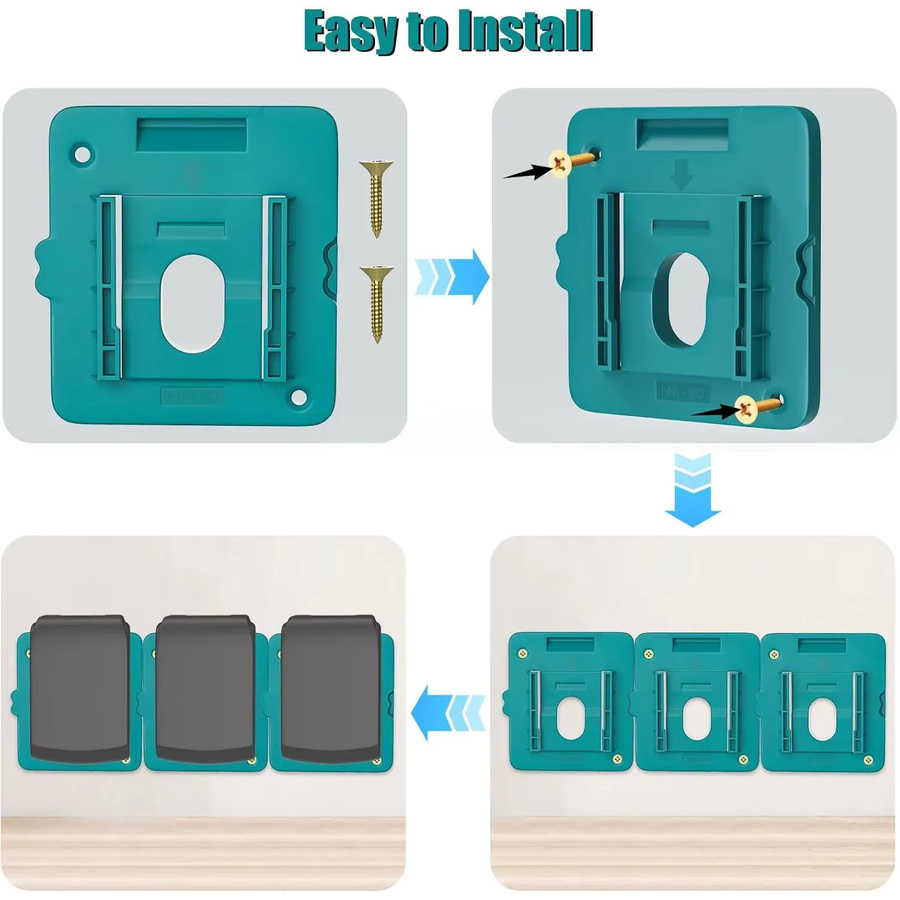 Makita Batteriehalter für 18V Akkus BL1840 zur Wandmontage, 5 bis 10er Pack Aufbewahrungsorganisator für Werkzeugkasten und Regal - Bild 3