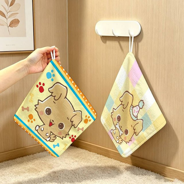 kayoom Cartoon Chibimaru Haushaltshandtuch zum Aufhängen aus Polyester-Baumwolle für Badezimmer und Schlafzimmer - Bild 1
