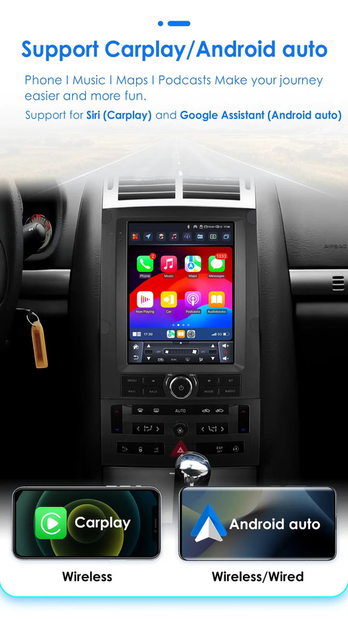 OSSURET Android Auto Multimedia Autoradio mit GPS und Carplay für Peugeot 2004 bis 2016, 9,7 Zoll, Schwarz - Bild 3