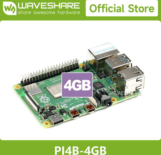 Raspberry Pi 4 Modell B Rev1.2 mit 4 GB RAM, 64-Bit Quad-Core Prozessor, Gigabit Ethernet, Bluetooth 5.0 und USB Typ C Anschluss - Bild 1