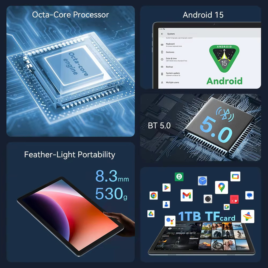 Cubot TAB 65 Tablet mit Android 15, 10,1 Zoll HD+ 90Hz Display, 12GB RAM, 128GB ROM, 6200mAh Akku und Octa-Core Prozessor - Bild 1