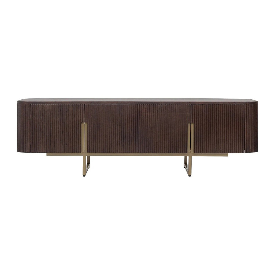 Maison Céphy TV-Board Doliya im Art Déco Stil aus Mangoholz und vergoldetem Metall, Farbe: Natur und Gold, Breite: 160 cm - Bild 2