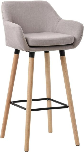 DELUKE Barhocker MIRID Barstuhl mit Lehne aus Stoff in Taupe, B/T/H: 51 x 50 x 101 cm - Bild 1