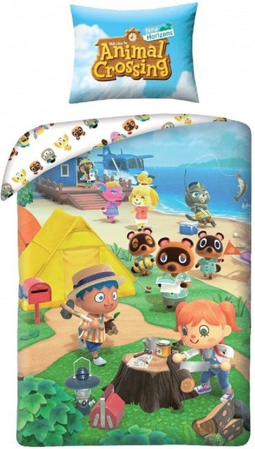 Animal Crossing Bettwäsche Set aus Baumwolle mit Bettbezug und Kissenbezug, Multicolour, B/H: 140 x 200 cm - Bild 1