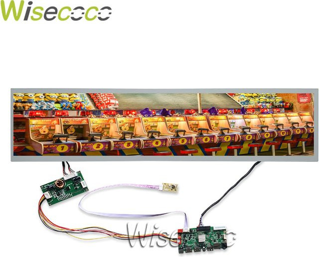 Wisecoco 28 Zoll LCD Werbe-Display mit gestreckter Stange für Supermarkt-Regalkanten und Arcade-Anwendungen, Auflösung 1366 x 256 Pixel - Bild 1