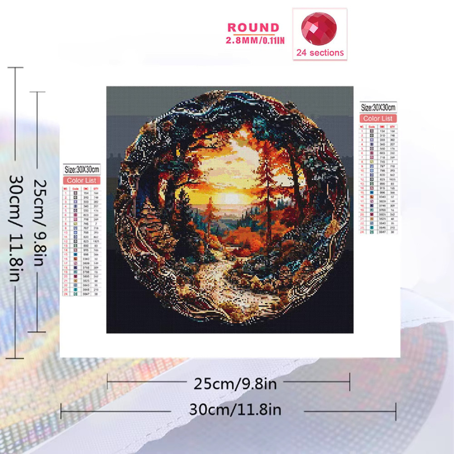 Momoart Diamant Mosaik DIY Set Baum Landschaft Sonnenuntergang Wanddekoration für Erwachsene und Anfänger in Multicolour - Bild 2