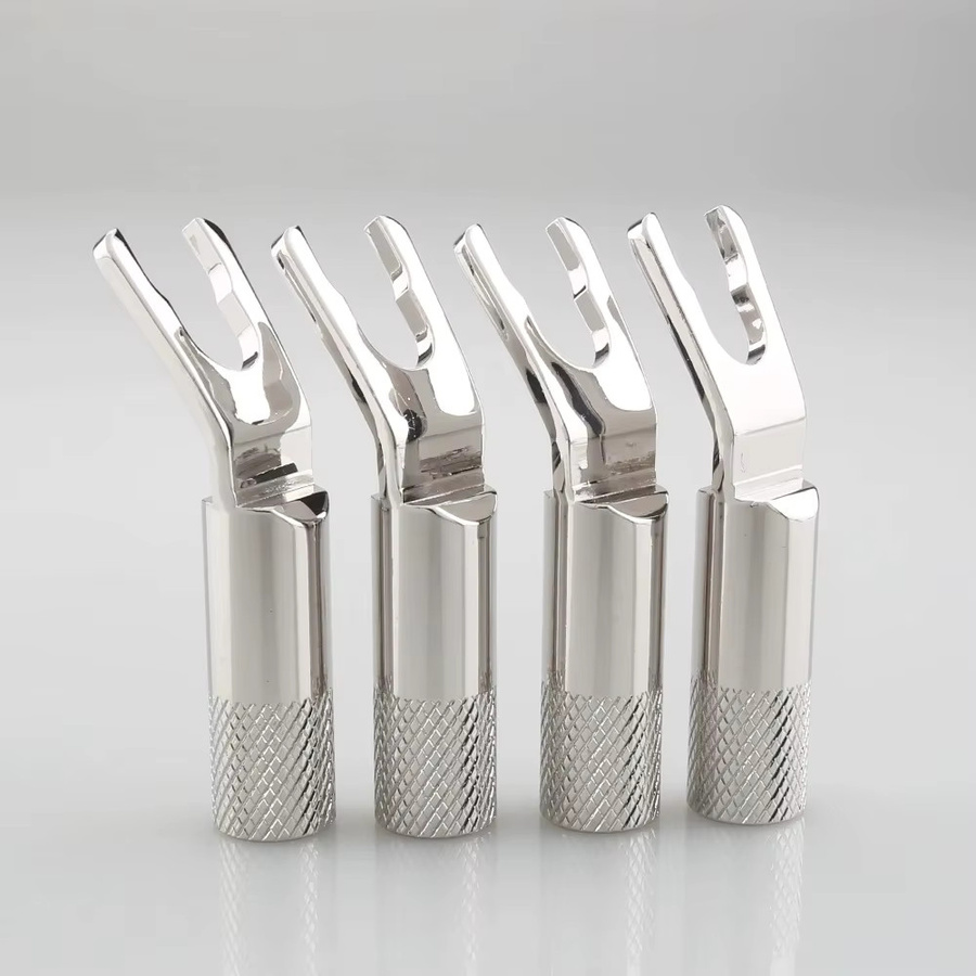 Viborg VS702R HIFI Lautsprecher Kabel Spatenstecker aus rhodiniertem Kupfer in Rot und Silber - Bild 1