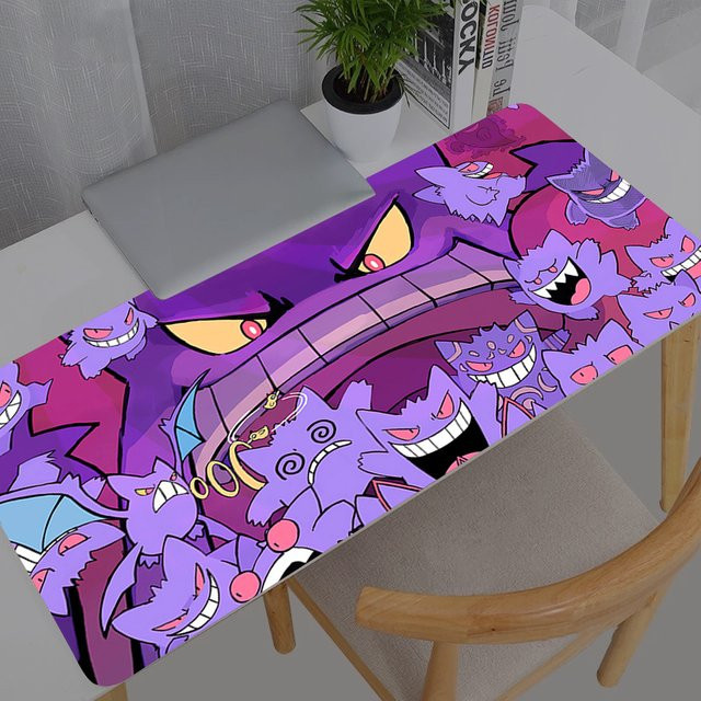 Potdemiel Kawaii Mauspad mit Anime-Motiv Gengar und Pikachu in Lila - Bild 1