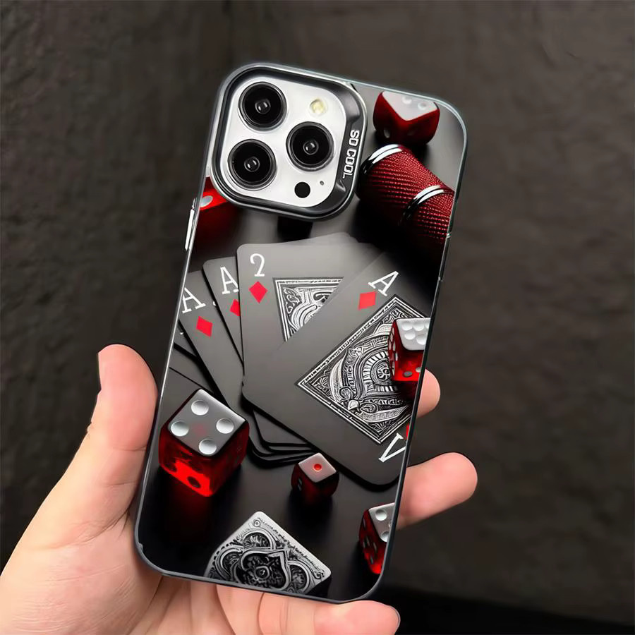 Handyhülle mit Poker Karten und Würfel Design für iPhone 11 12 13 14 15 16 Pro Max Plus und 16e Modelle - Bild 2