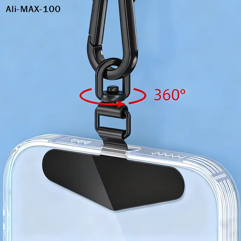 CCA83 Stahl Handy Lanyard Set mit Metallclip und Aufnäher in Schwarz zur Vermeidung von Verlust und Sturz - Bild 2