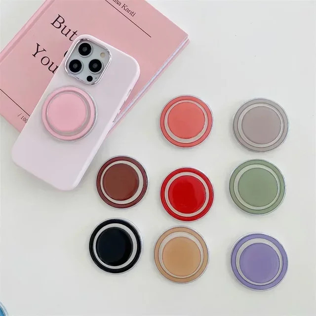 JXSFLYE Magnetischer Posocket Handy-Griffhalter in Pink und Multicolour, zusammenklappbarer Ring-Ständer und Taschenunterstützung für iPhone und Samsung - Bild 1