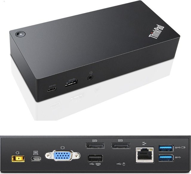 Lenovo ThinkPad USB-C Dockingstation in Schwarz mit VGA, 2 x DP und 1GbE Ethernet/LAN - Bild 1