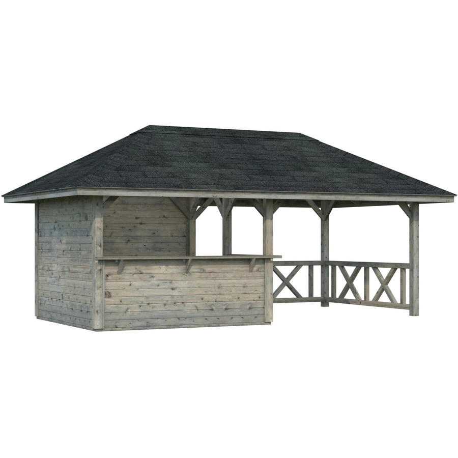 Palmako Holz-Pavillon Bianca Set aus Fichtenholz, Grau, B/H/T: 588 x 319 x 300 cm, tauchgrundiert - Bild 2