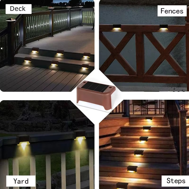 NEWBIRTH LED Solar-Stufenleuchten in Schwarz mit warmweißem Licht, wasserdichte Gartenbeleuchtung für Balkon, Terrasse, Treppen und Zaun - Bild 6