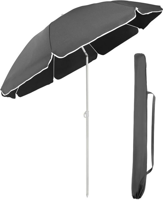 Sekey Sonnenschirm Grau, runder Balkonschirm und Strandschirm mit Schutzhülle, Durchmesser: 180 cm - Bild 1