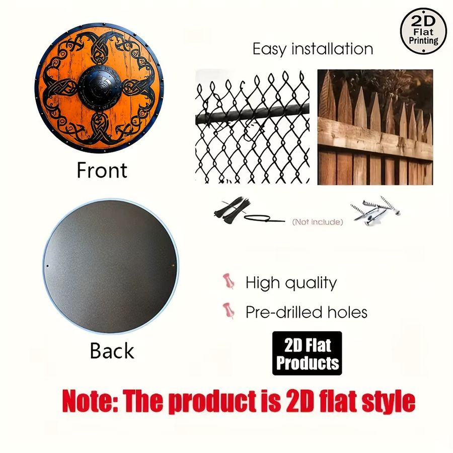 Potdemiel Metallschild Viking Orange Shield mit keltischem Muster, rund, Durchmesser: 20,32 cm - Bild 4
