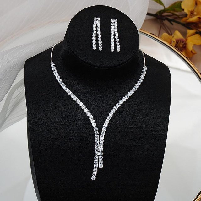 Lucky Star Jewelry Schmuck-Set, Halskette und Ohrringe, Kupfer, Zirkonia, Kristall, Damen - Bild 1