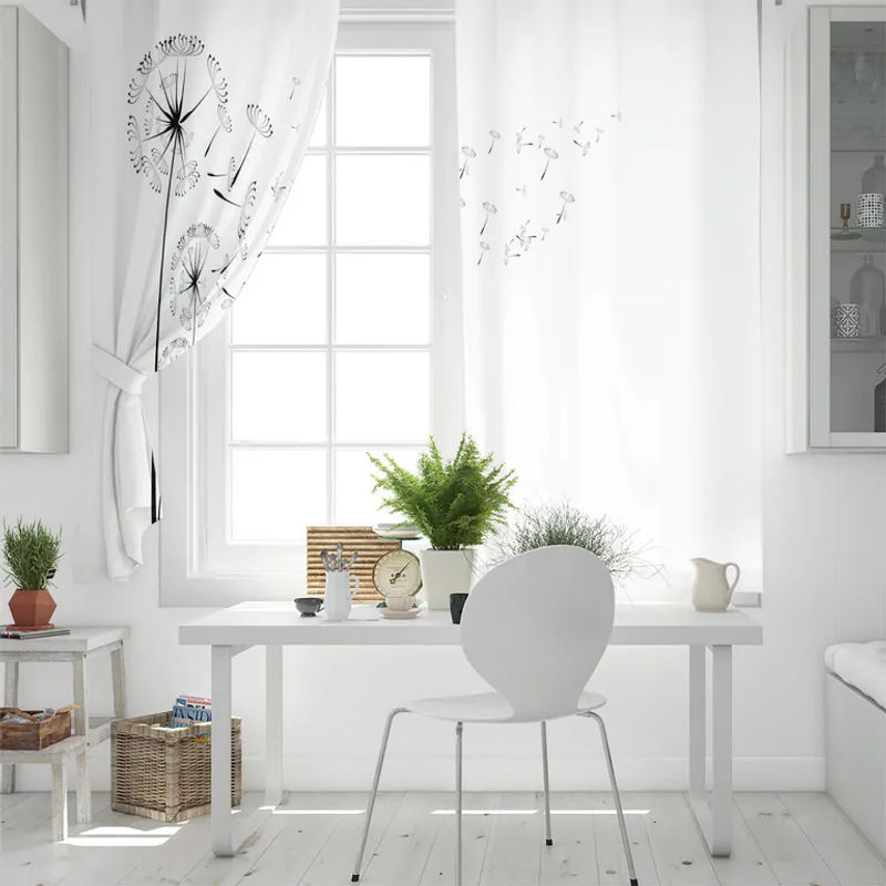 Super Six Vorhang mit Löwenzahn-Blumenmuster, semi-transparent, Polyester, Breite: 135 cm, Höhe: 60 cm - Bild 3