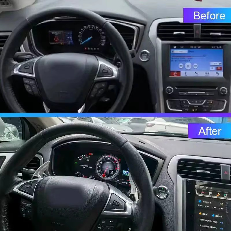 NAVIRIDER Digitaler Tachometer mit CarPlay für Ford Mondeo 2013-2021, 12,3 Zoll LCD-Instrumentenanzeige in Schwarz - Bild 1