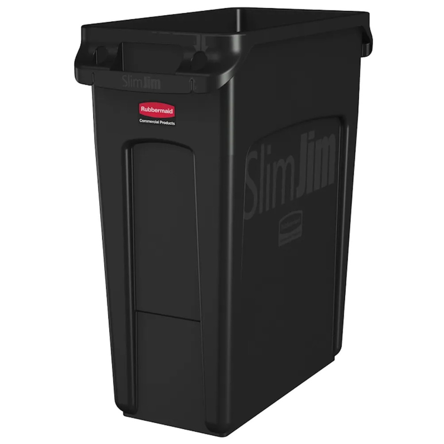 Rubbermaid Slim Jim Mülleimer mit Belüftungskanälen, Schwarz, 60 Liter, H x B x T: 63,5 x 28 x 56 cm - Bild 2