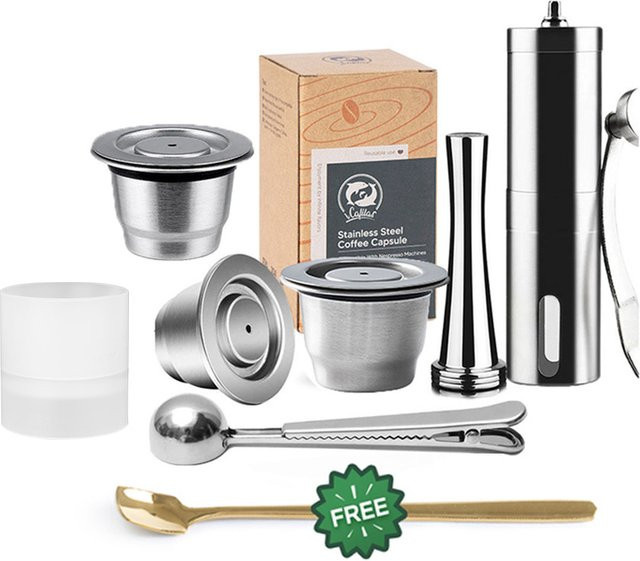 Nachfüllbare Kaffeekapsel aus Edelstahl in Silber für Nespresso Maschinen wie Inissia, Pixie und Essenza Mini - Bild 1