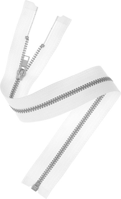 Rico Design Metall Reißverschluss 3mm in Silber und Weiß, Länge: 22 cm - Bild 1