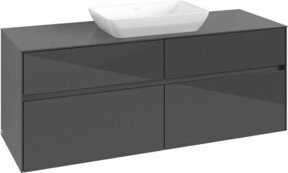 V&B Waschtischunterschrank Collaro in Glossy Grey mit mittigem Waschtisch, B/T/H: 140 x 54,8 x 50 cm - Bild 1