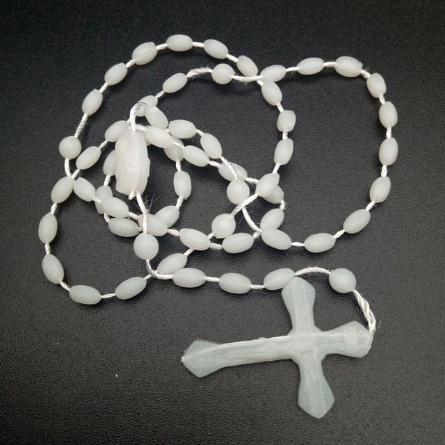 Huashu121 Halskette, Religiöses Kreuz, Kunststoff, creme, Unisex - Bild 1
