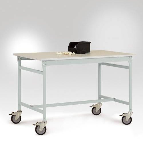 Manuflex LB4038.7035 ESD BASIS mobiler Beistelltisch mit Melamin-Tischplatte in Lichtgrau RAL 7035, B/T/H: 125,0 x 60,0 x 85,3 cm - Bild 1