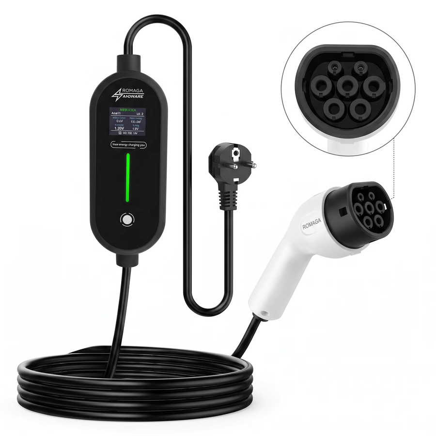 Teschev EV-Ladegerät Typ2 16A 3,5kW Elektroauto-Ladekabel Schwarz Modus 2 EVSE für Elektrofahrzeuge - Bild 6