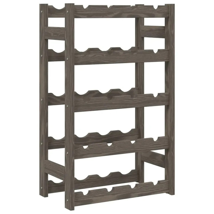 vidaXL Weinregal aus massivem Kiefernholz in Grau für 20 Flaschen mit rustikaler Optik B/T/H: 70 x 25 x 25 cm - Bild 2