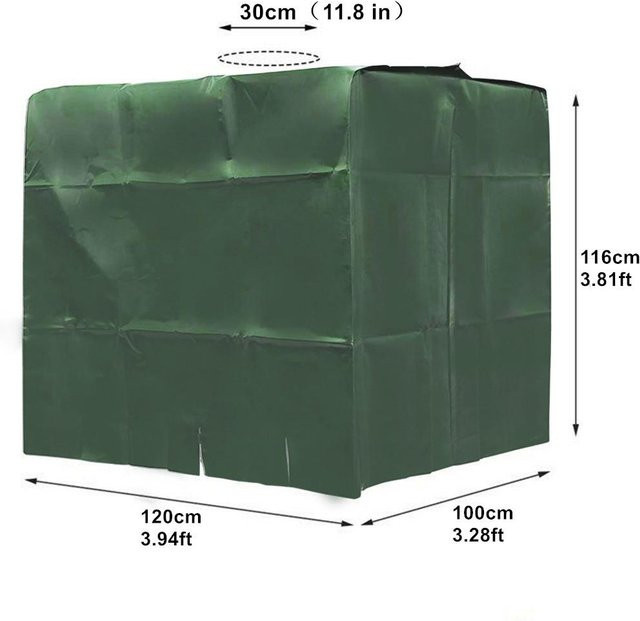 MTMA Schutzhülle für 1000l IBC-Container aus wasserdichtem Oxford-Stoff mit Aluminiumfolien-Beschichtung, UV-beständig und staubdicht, Farbe: Grün - Bild 1