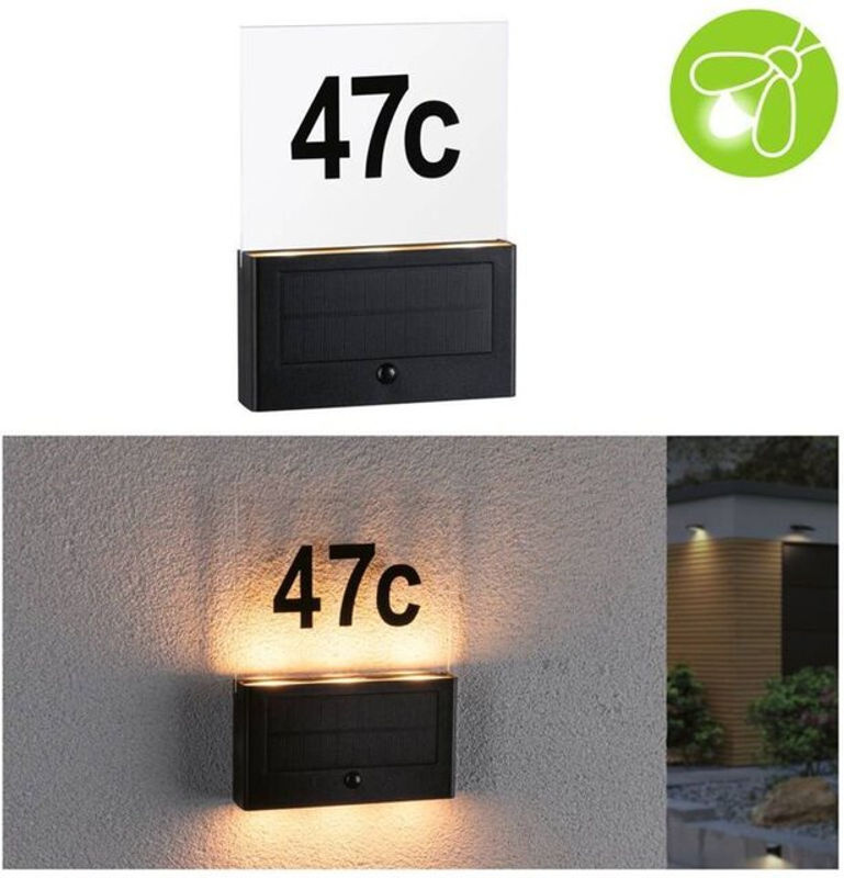 Paulmann Neda Solar-Hausnummernleuchte IP44 mit Bewegungsmelder und Dämmerungssensor, Warmweiß 2200K, Anthrazit - Bild 2