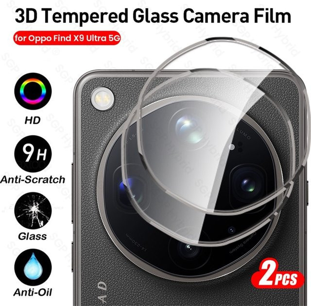2 Stück 3D gebogenes Kameraschutzglas für Oppo Find X9 Ultra 5G, transparentes Objektivschutzglas - Bild 1