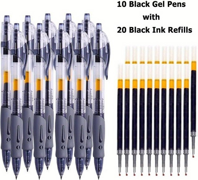 30 Stück TWBEB Gel Stifte mit schwarzer Tinte, 0,5 mm nachfüllbare Kugelschreiber für Büro und Schule - Bild 1