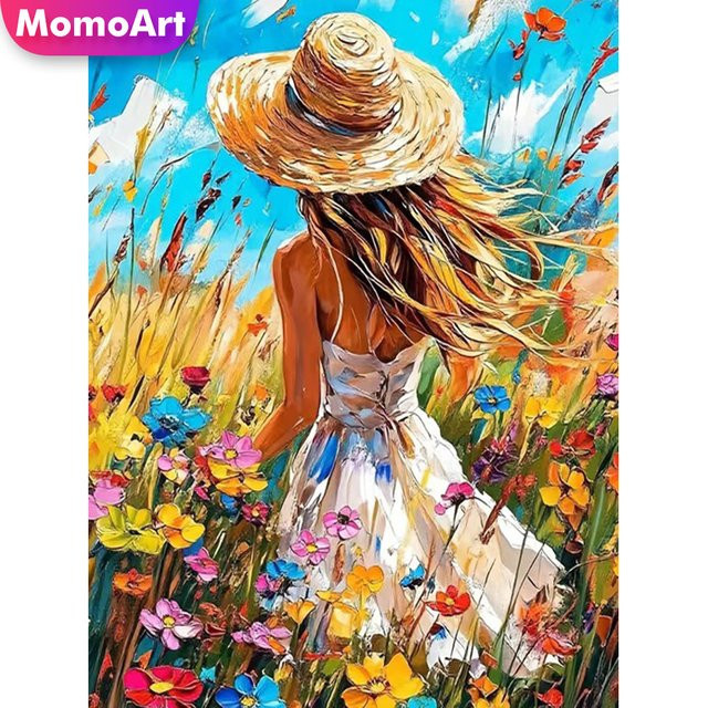 Momoart Diamond Painting Frauenporträt, Bastelset, Blumenbild - Bild 1