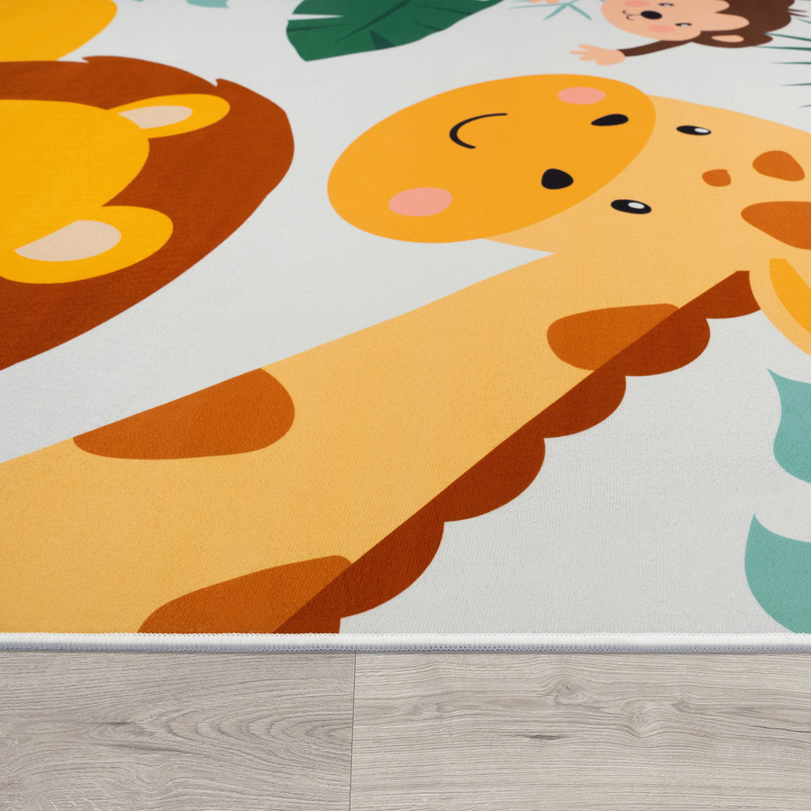 Kinderteppich Bini beige mit Kinder-Motiv, waschbar und rutschfest, B/T: 120 x 160 cm - Bild 1