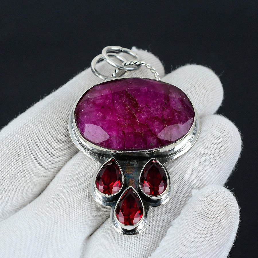 JewelryMart Anhänger 925 Silber, Rubin, Granat, Damen - Bild 2