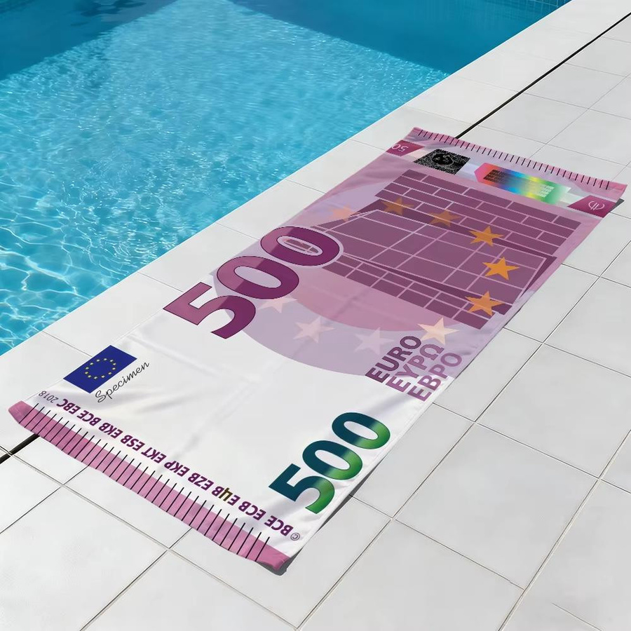 Strandtuch mit 500 Euro Gelddruck Design in Multicolour, schnelltrocknend und weich, B/H: 50 x 100 cm - Bild 2