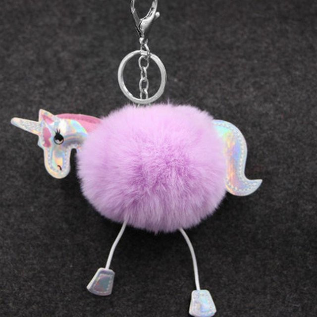 Linyi toy Schlüsselanhänger, Einhorn, Kaninchenfell, lila, Damen - Bild 1