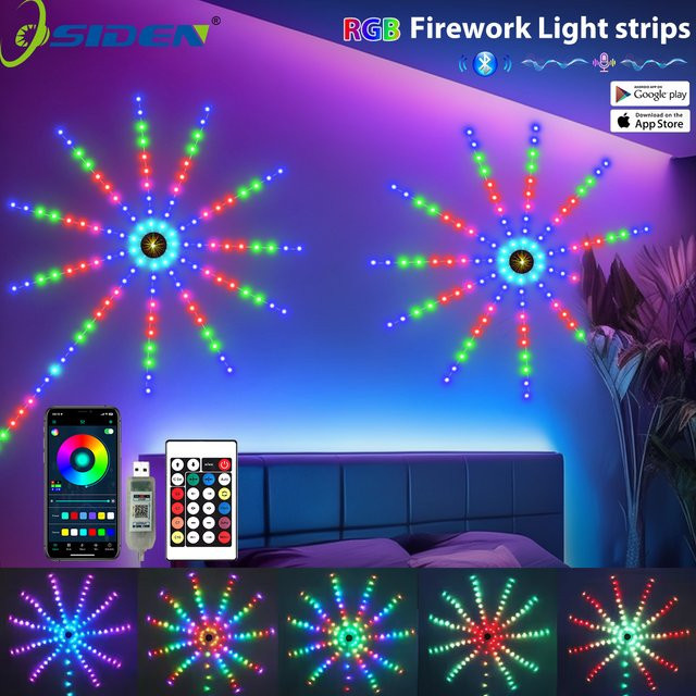 OSIDEN RGB Feuerwerk LED Streifen mit Bluetooth, Fernbedienung und Sprachsteuerung, USB 5V, Multicolour, ideale Weihnachtsdekoration für dein Schlafzimmer - Bild 1
