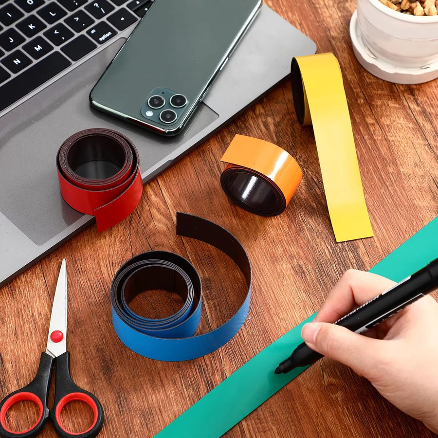 6er Set magnetische Klebeetiketten in Blau und Multicolour zum trocken Abwischen für Whiteboard und Kühlschrank - Bild 5