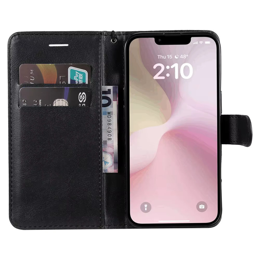 Lederne Brieftaschen-Flip-Cover Handyhülle mit Magnetverschluss für Samsung Galaxy S26 S10 S9 S8 S7 S6 Plus Edge in Schwarz - Bild 3
